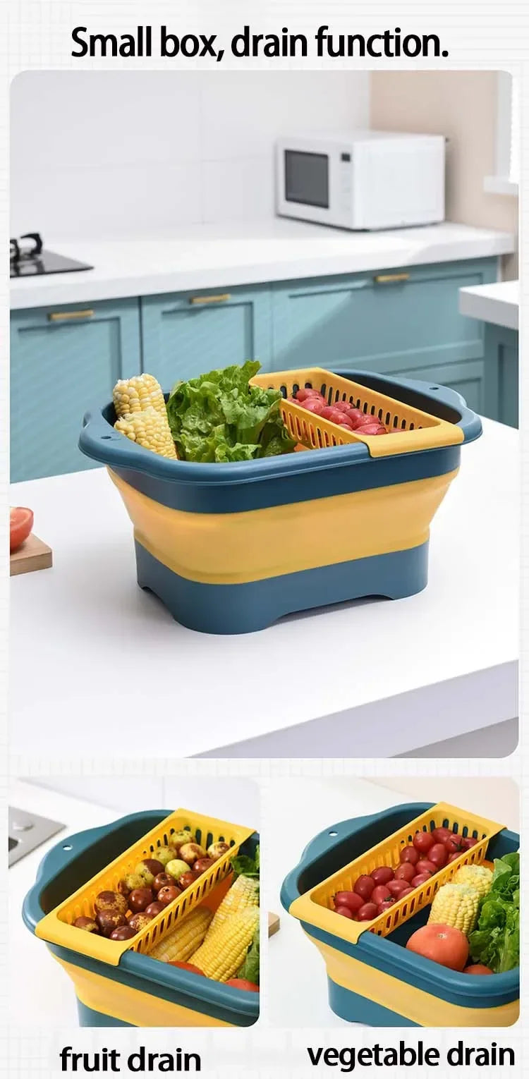 Silicone Foldable Strainer For Fruit Or Vegetables With Strainer