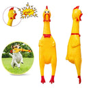 Pet's Small Or Large Durable Yellow Rubber Screaming Chicken Chewy Toy