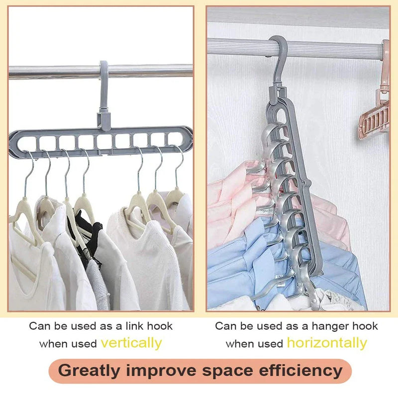 5pcs 9-hole wardrobe space-saving multifunctional storage rack