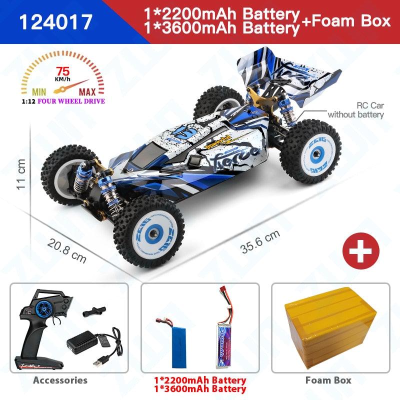 Remote control high speed off-road racing car. 75KM/H 4WD RC Car.