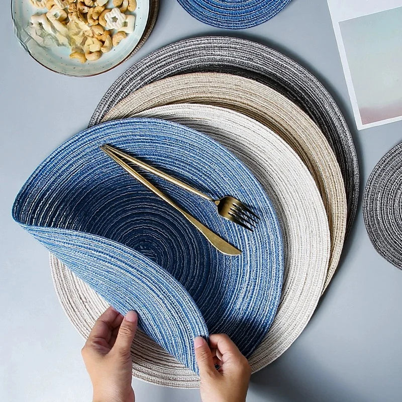 6pcs Round Woven Anti Slip Placemats Or Coasters