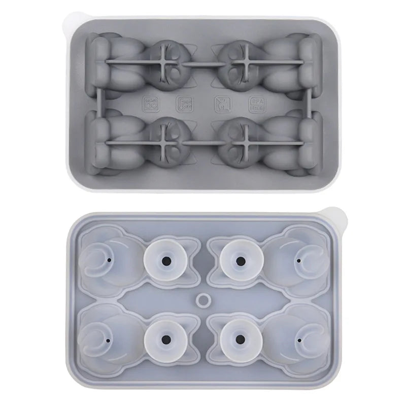 Silicone 3D Cute Cat Ice Cube Molds Makes 4
