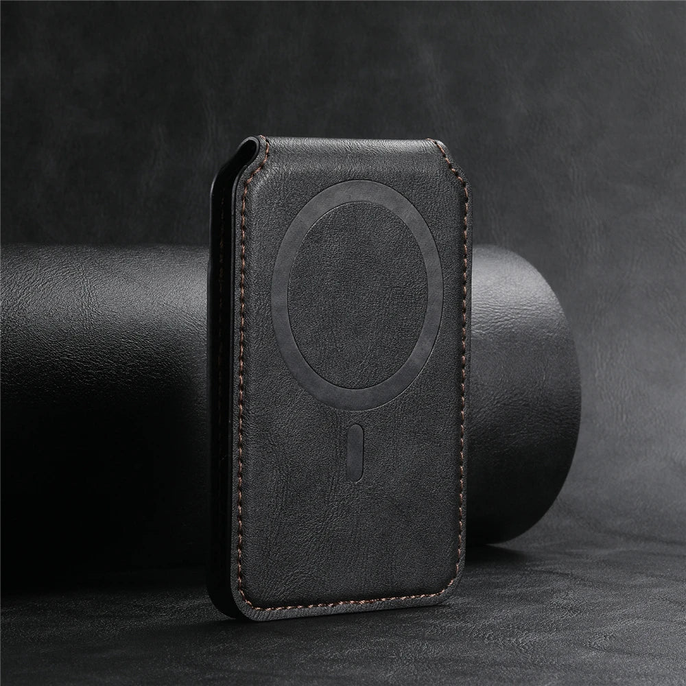 Leather Magnetic Wallet With Card Holder For iPhone 16 Pro Max 15 14 13 12 11