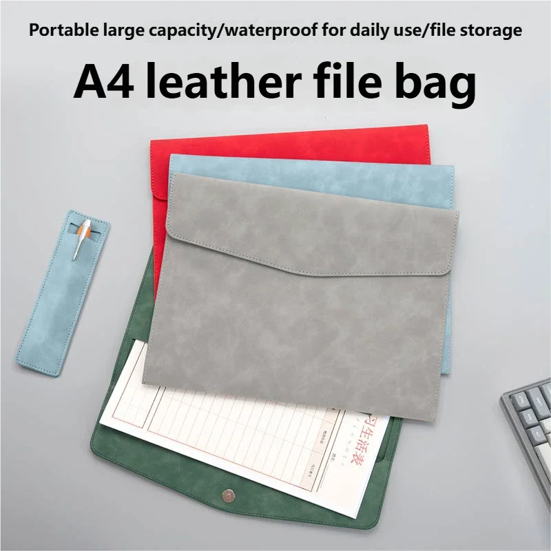 Waterproof A4 Leather File Document Folder