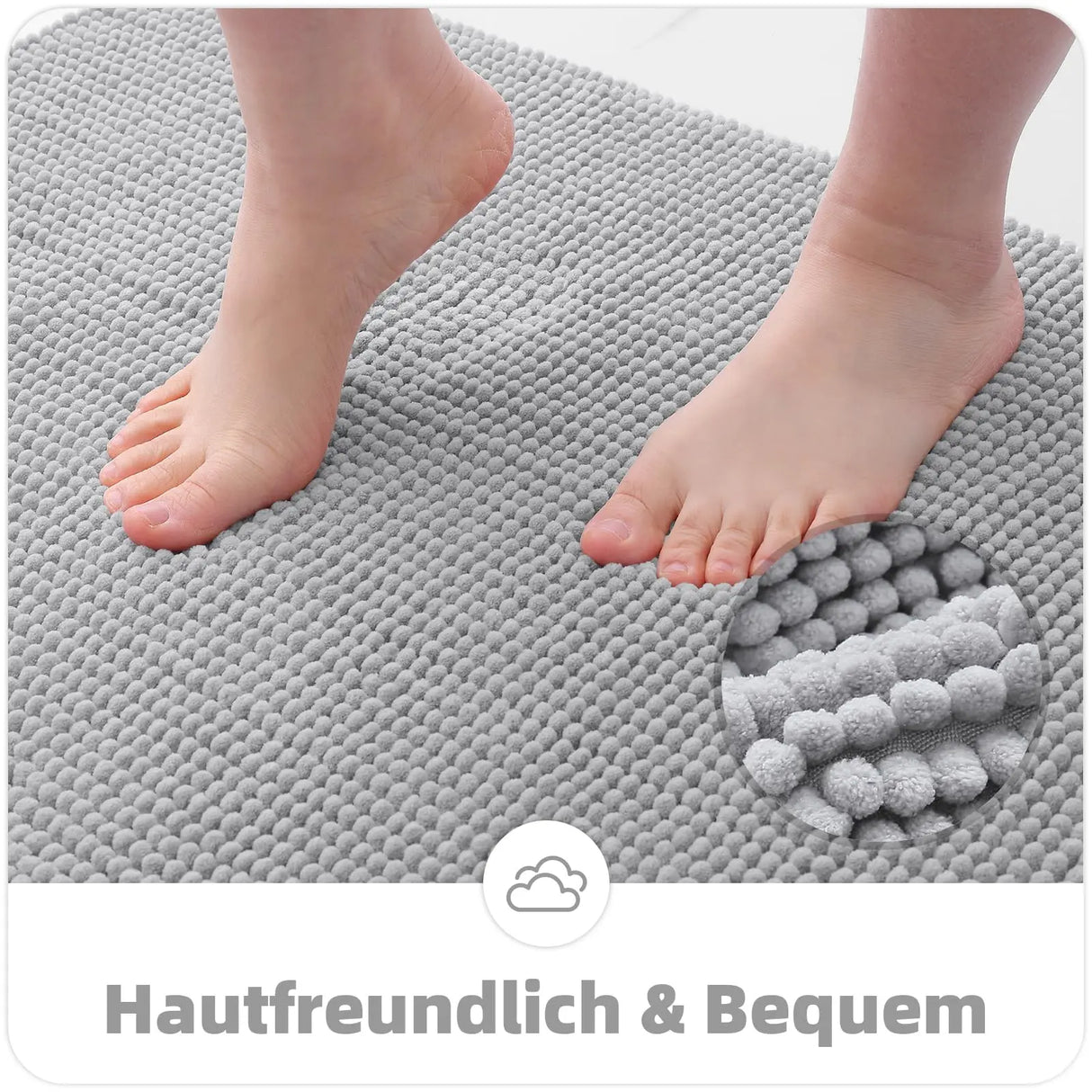 Kitinjoy Chenille Non-slip Washable Quick Drying Bath Mat