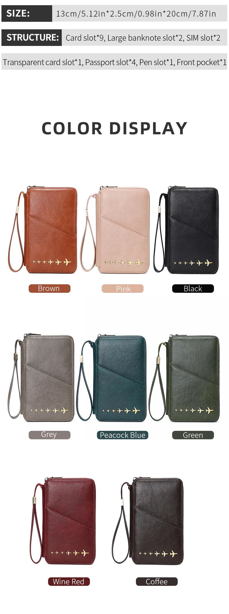 Women Or Men's RFID Multifunctional PU Leather Passport Wallet