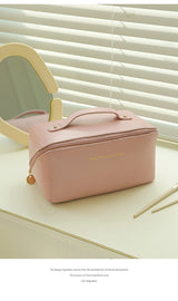 Travel Organizer Leather Bag With Storage Pouch.