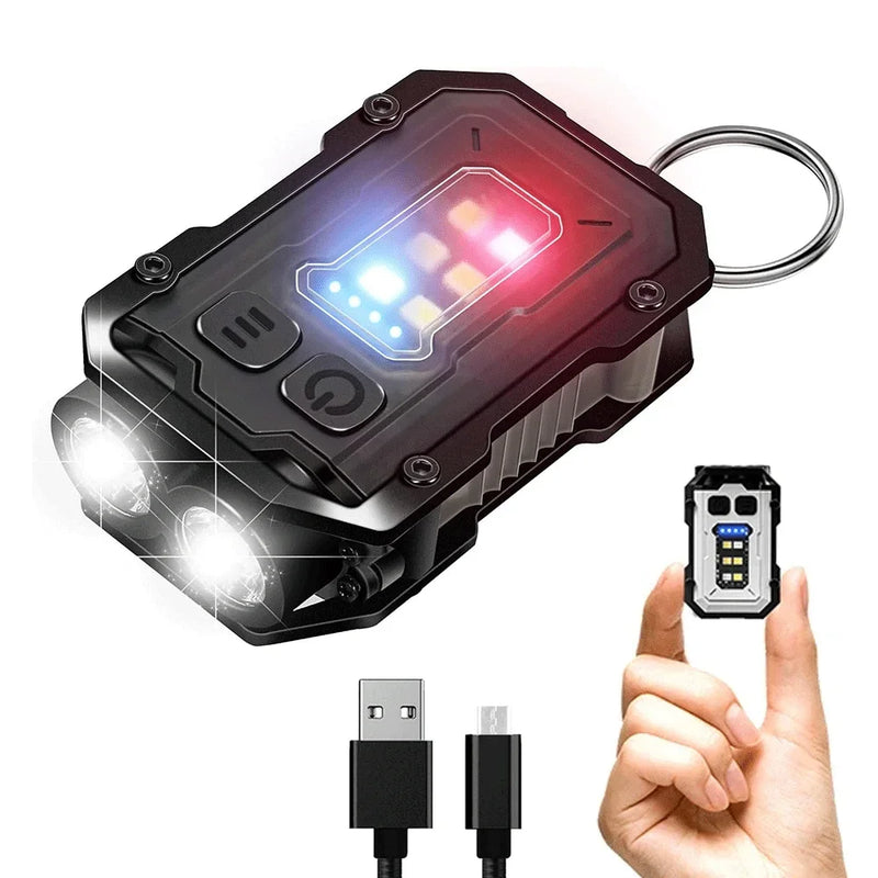 Rechargeable Super Bright LED Multifunctional Magnetic COB LED EDC Mini Keychain Flashlight