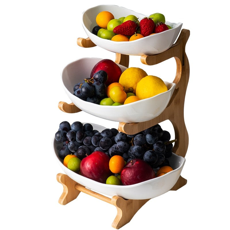 One, Two or three-layer Plastic Fruit, snacks candy bowls with stand.