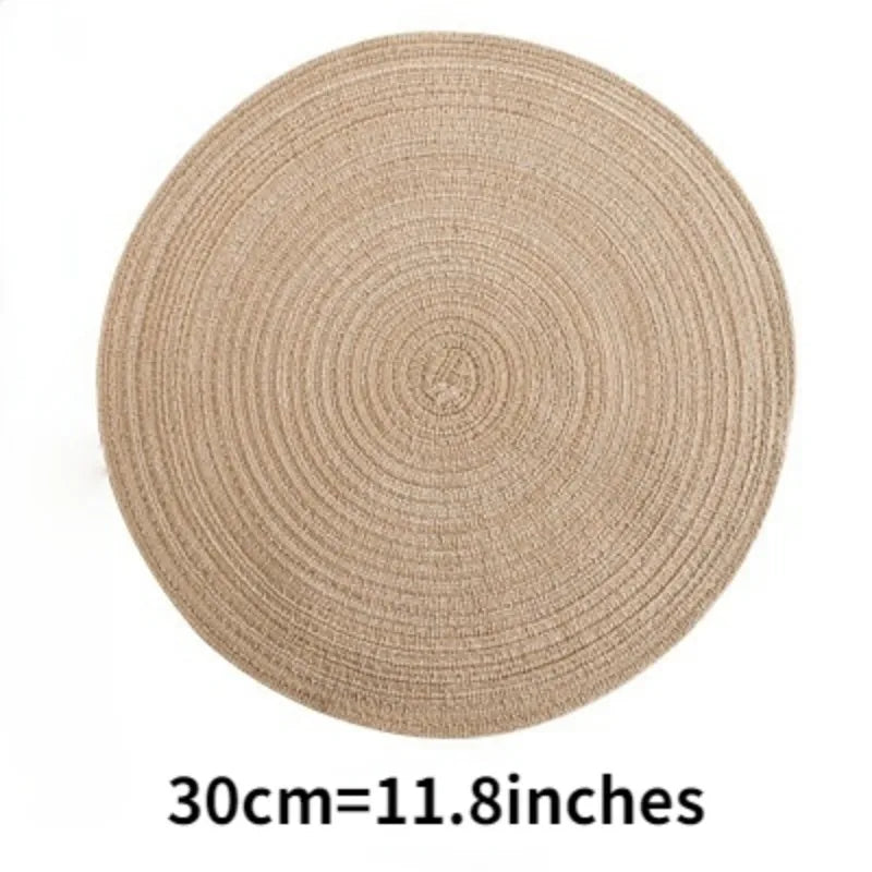 6pcs Round Woven Anti Slip Placemats Or Coasters