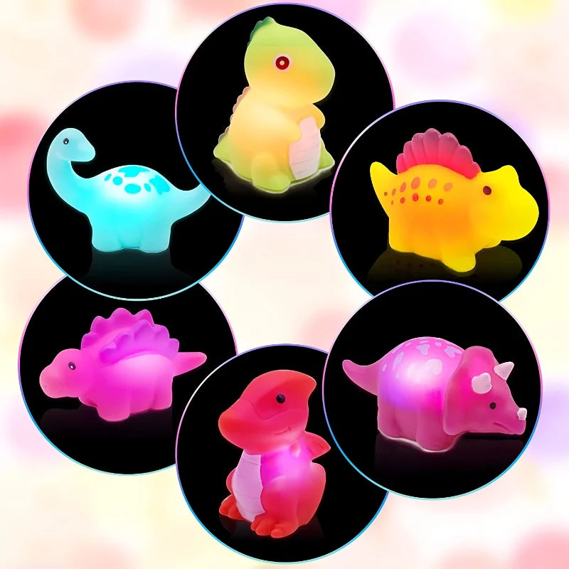 1/6 Pcs Dinosaur Light-Up Floating Bath Toys