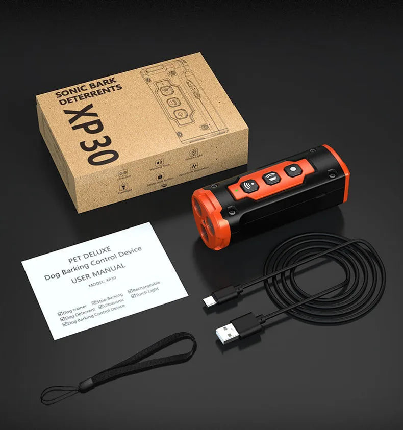 Ultrasonic Rechargeable Anti Dog Bark Training Device With LED Flashlight