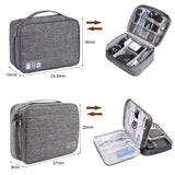 Waterproof Travel Organizer With Zipper Compartments For Cables, USB And Electronics.