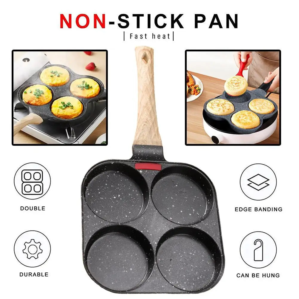 1pc Four-hole Aluminum Non-Stick Omelette/Egg Pan