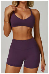 Women's Anti-Sweat Push Up Cross Shoulder Sports Bra