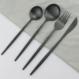 5pcs Black Gold Reusable Dinnerware Set For Camping With Case