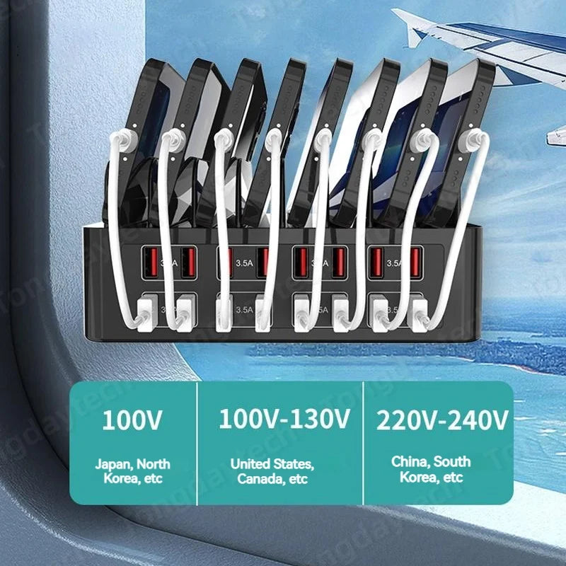 150W Universal Multi 16 Port USB 3.5A Fast Charging Station For Iphone Ipad Samsung Xiaomi Tablet