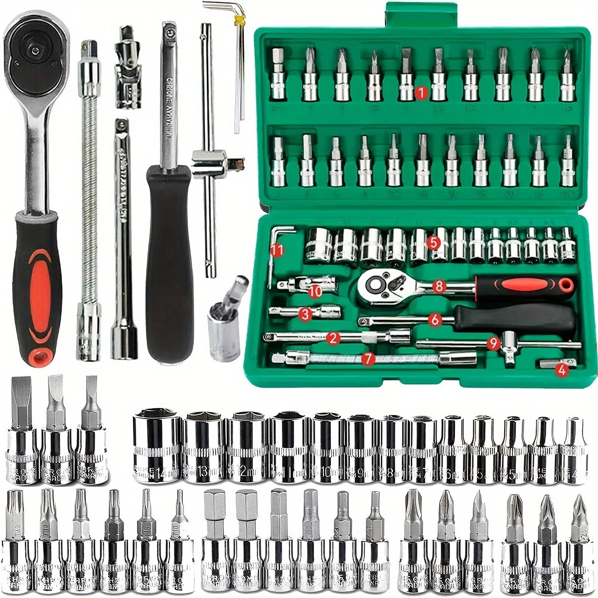 46pc Multipurpose Metric Hex Bit 1/4 in Socket Set