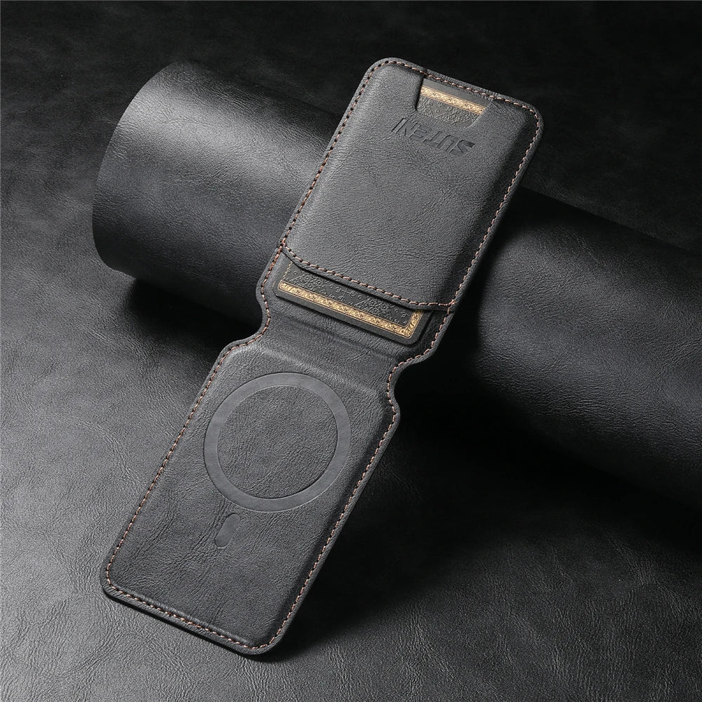 Leather Magnetic Wallet With Card Holder For iPhone 16 Pro Max 15 14 13 12 11