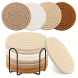 8pcs High-Temperature Resistant Woven Coaster Set With Holder