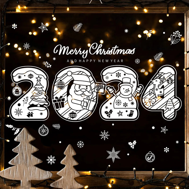 New year 2024 Or Merry Christmas Window/Wall Stickers