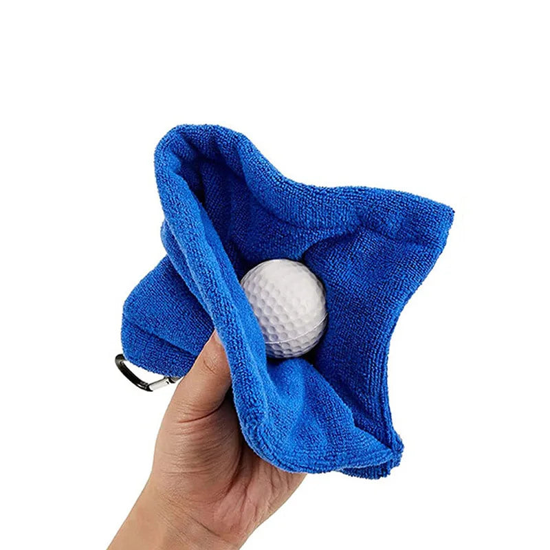 Square Microfiber Golf Ball Cleaning Towel With Carabiner
