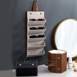 PU Leather Portable Storage Case For 5 Pairs of Glasses