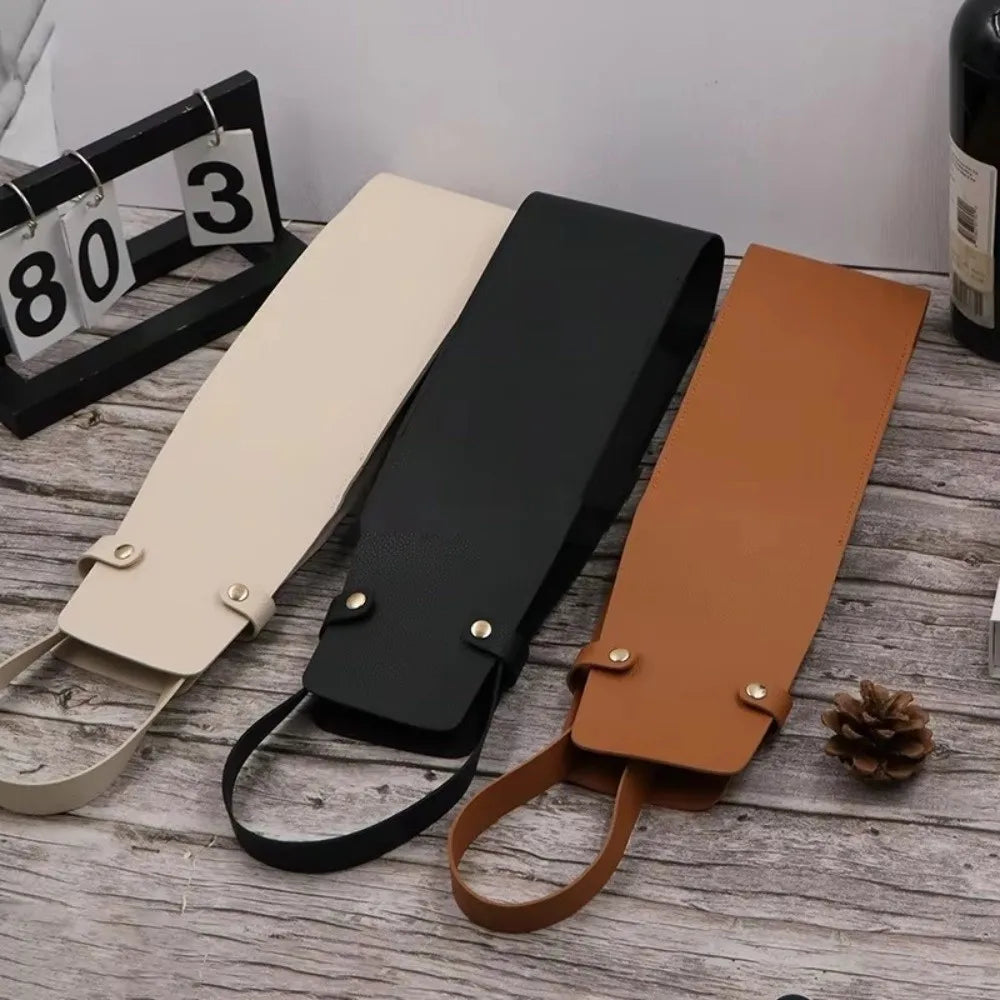 PU Leather Double Layer Reusable Wine Bag