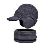Men Or Women's Knitted Neck Scarf And Hat With Extra Ear Protection