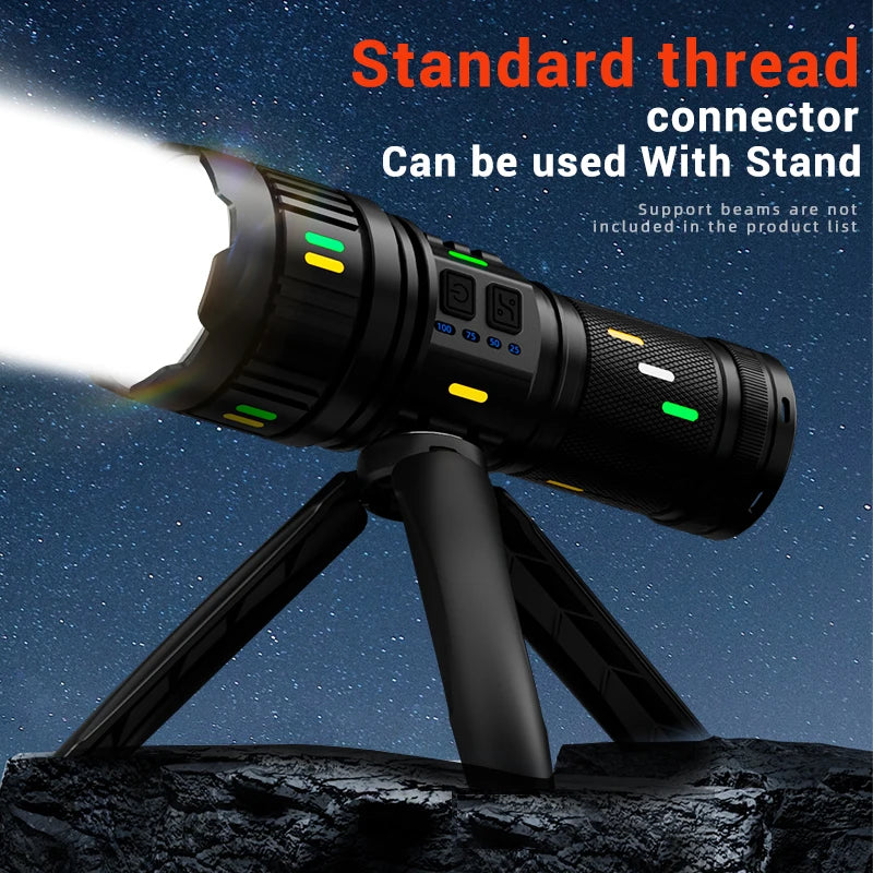 100W Rechargeable Long Range Zoomable LED Flashlight