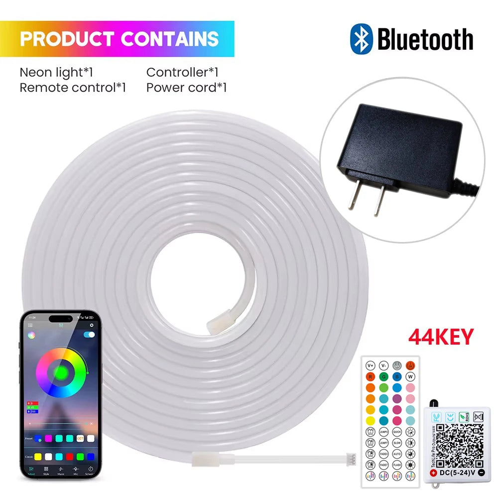10M 20M 30M LED RGB Neon Flexible Waterproof\Bluetooth DC 24V Light Strip