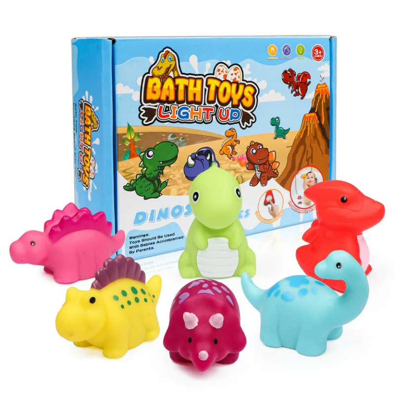 1/6 Pcs Dinosaur Light-Up Floating Bath Toys