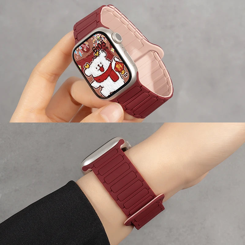 Silicone Magnetic  Strap for Apple Watch 46mm 42mm 49mm 45mm 41mm 44mm 40mm Band For IWatch Ultra 2 Series 10 9 8 7 6 SE 5 4 3