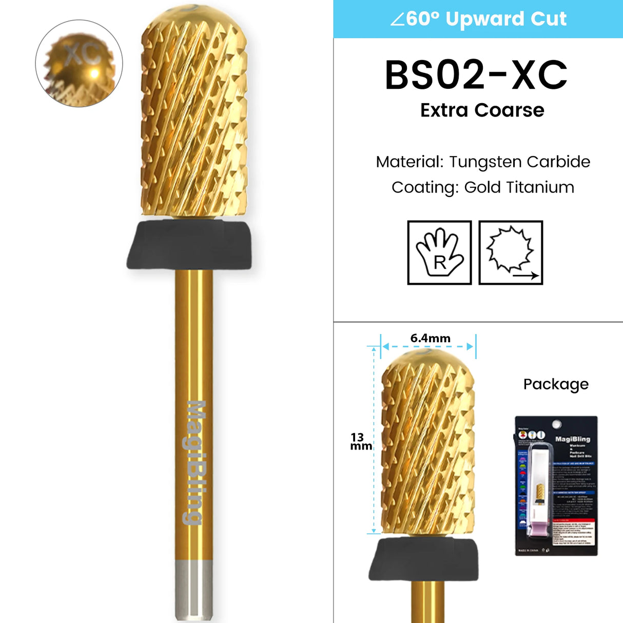 3/32" MagiBling Professional Manicure Nail Drill Bits for Hard Acrylic Gel