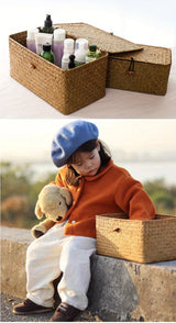 Seaweed Woven Storage Box with Cover