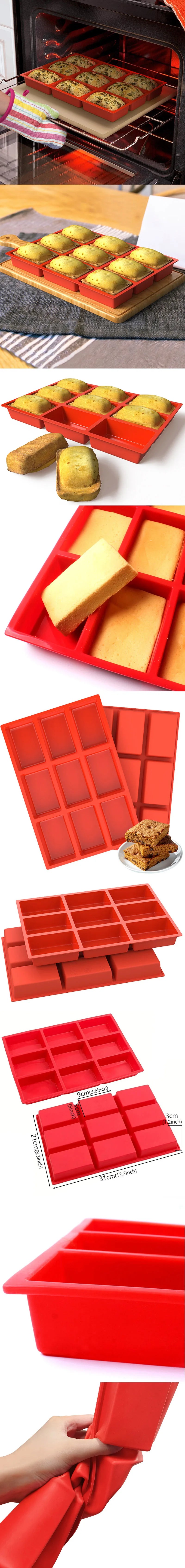 9-Cavity Silicone Non-Stick Lattice Cake Mold