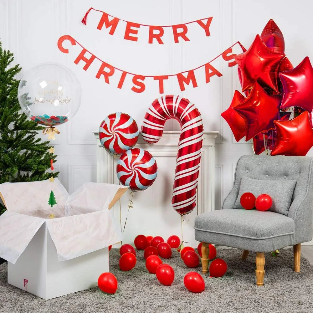 Variety Of Christmas Decorative Foil Balloons.