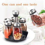 1 OR 7pcs Glass Spice Jars On Rotating Storage Holder.