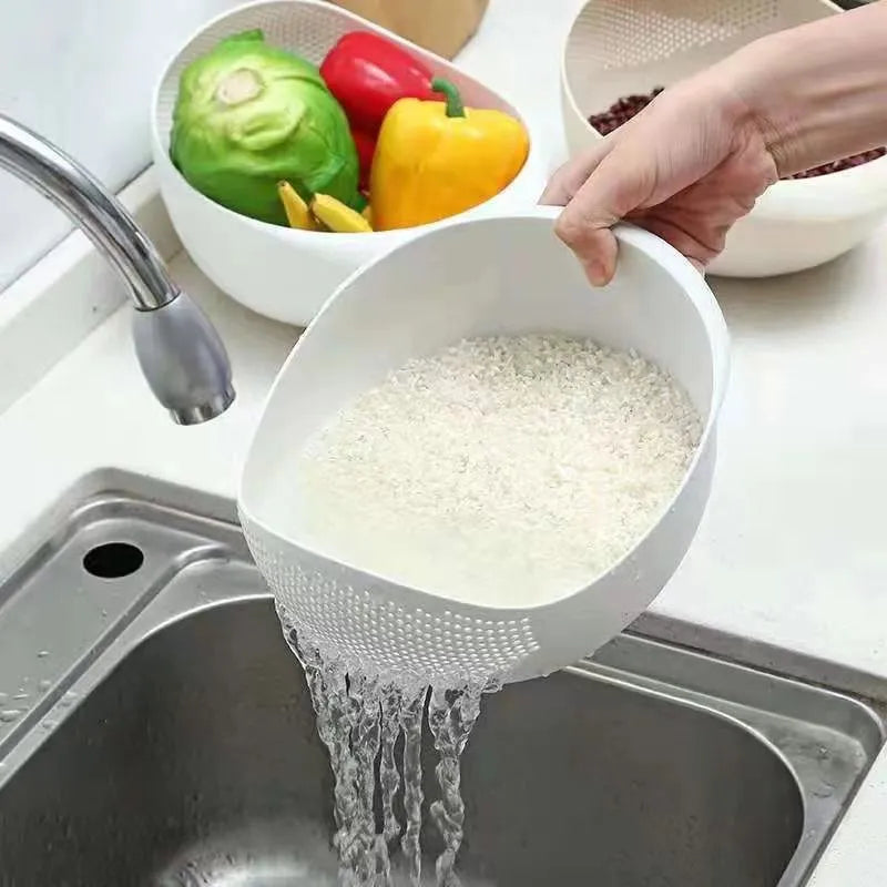 Plastic Rice Bowl Strainer/ Vegetable Colander Basket With Handles