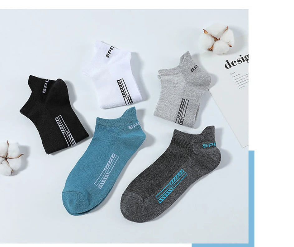 10 Pairs Cotton Breathable Mesh Sports Ankle High Socks For Men And Women