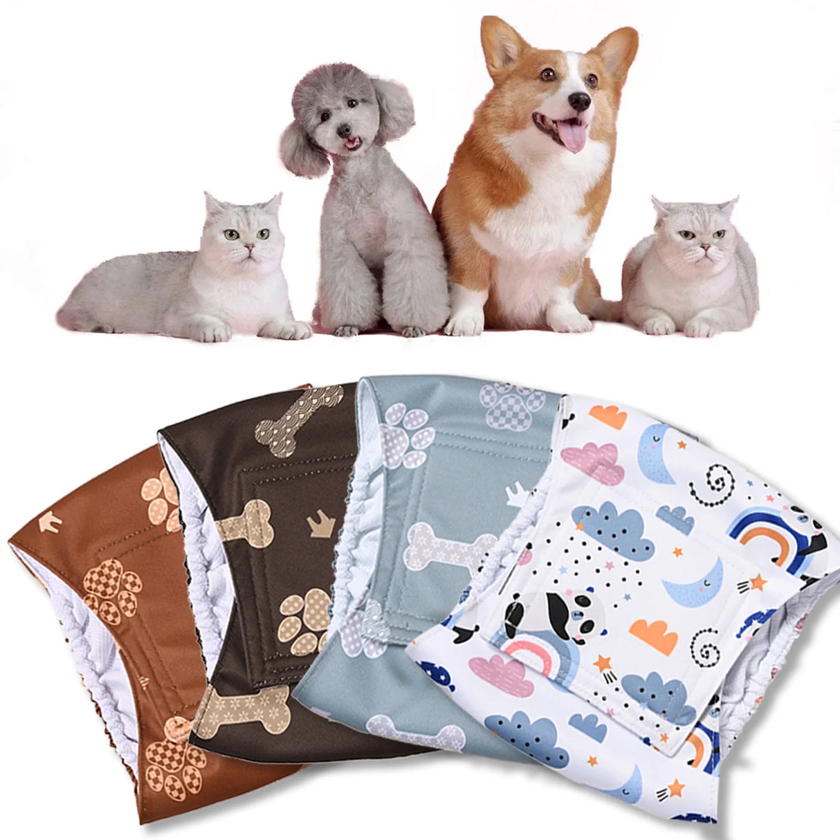 2/3/4/5Pack Cotton Cloth Diaper For Male Dogs