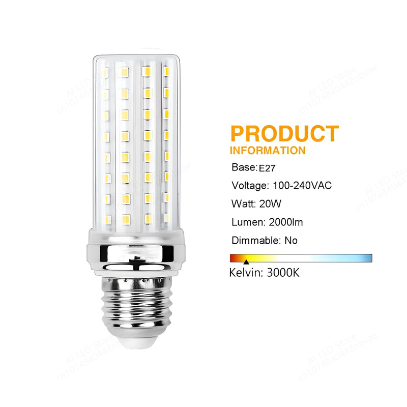 NEW Corn LED Bulb  12W 16W 20W 24W 40W Super High power E14 E27 B22  AC220V 110V 85-265V  No Flicker