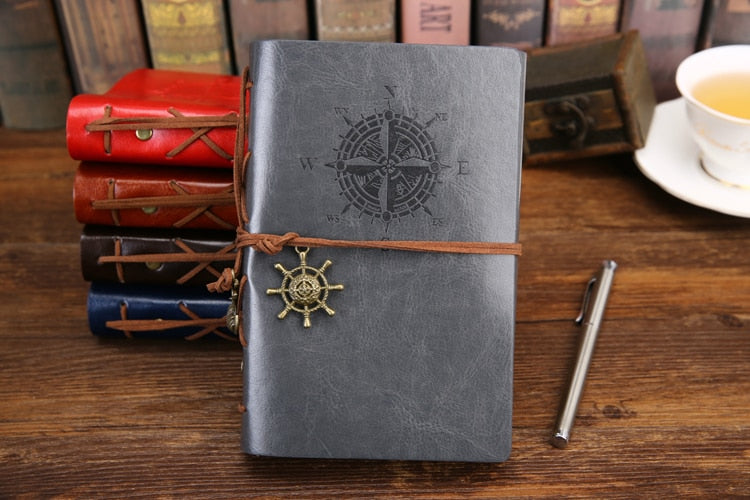 Retro Pirate Anchors Leather Notebook/Journal with Replaceable Stationery