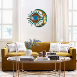 Indoor/Outdoor Metal Moon And Sun Wall Decor.