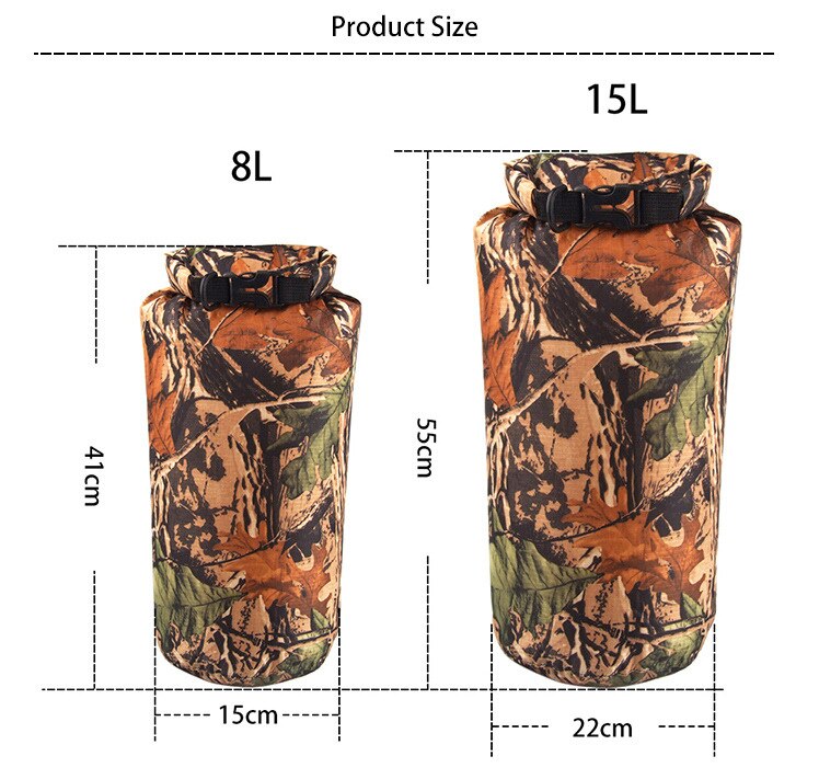 8L/15L PVC/waterproof dry bag for boating, fishing, hiking gear