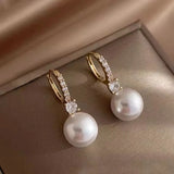 Lady's Elegant Pearl Pendant Earrings