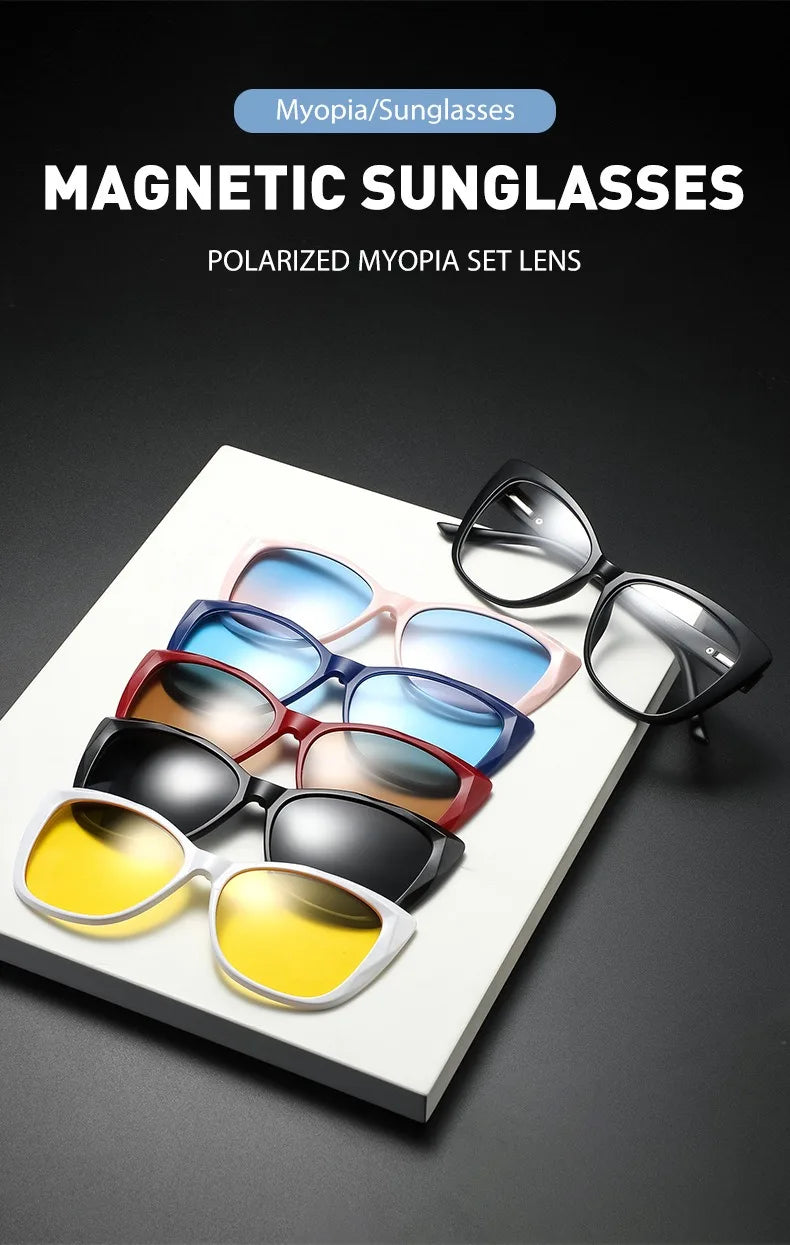 Men Or Women's  5 PCS Clip On Magnetic Polarized UV400-Sunglasses