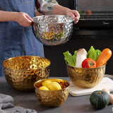 Stainless Steel Hammer Point Fruit Or Mixing Bowl