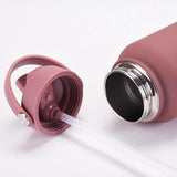 1L  Stainless Steel, Wide Mouthed, Thermos Water Bottle With Straw