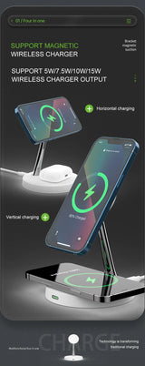 30W Magnetic Wireless Charger For iPhone 15, 14, 13, 12 Or Pro Max Charging Station For Apple Watch And Airpods.